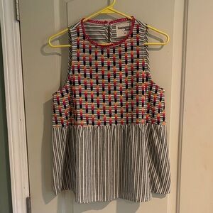 Savanna Jane Women's Medium Embroidered Peplum Vibrant Sleeveless Blouse